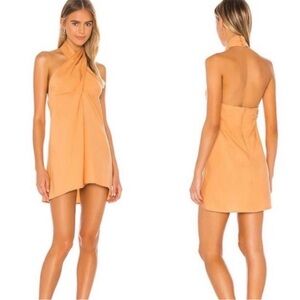 Revolve L’ academie The Kim Halter Wrap Backless Mini Dress Orange Size Small